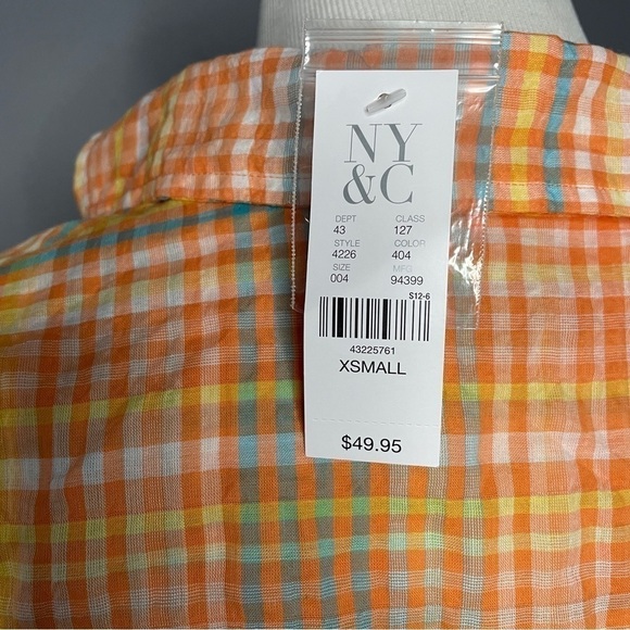 NWT SoHo New York & Company plaid button up blouse size XS - Picture 6 of 6